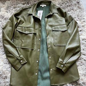 12th tribe green leather jacket